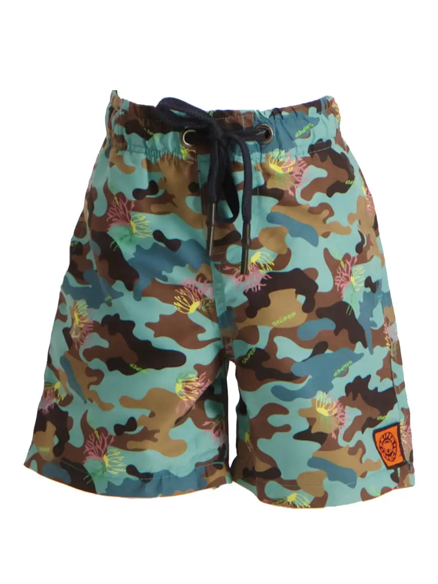 Kids Swim Shorts Coral Camo Main image